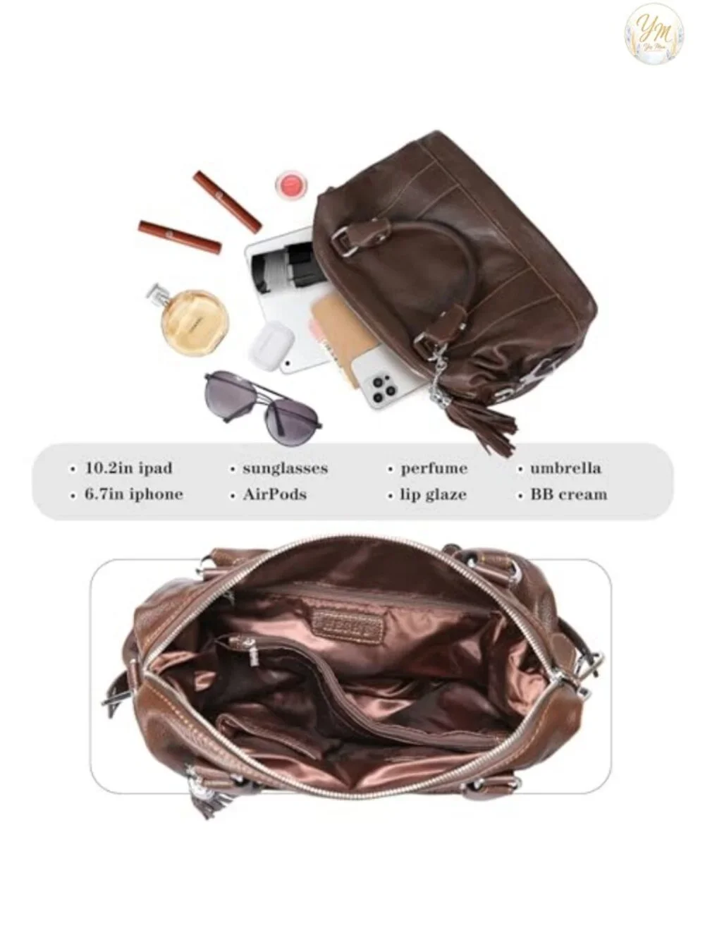 Genuine Leather Satchel Purse Women's Crossbody Tote Handbag Shoulder Bag